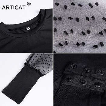 Puff Sleeve Lace Bodysuit Women Tops Autumn Long Sleeve Bodycon Rompers Womens Jumpsuit Skinny Basic Slim Sexy Bodysuits